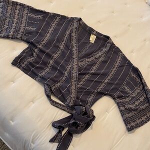 Japna Navy and White Patterned Blouse